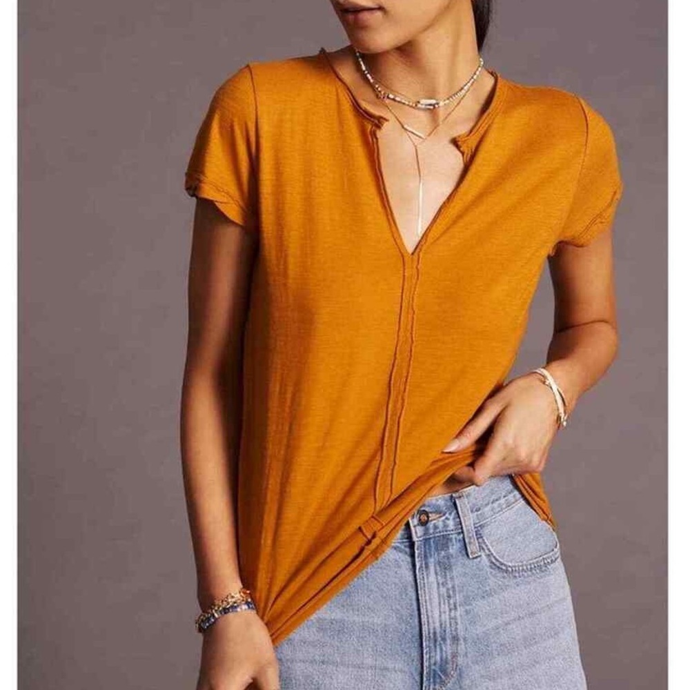 Anthropologie Pilcro Splice Neck Tee